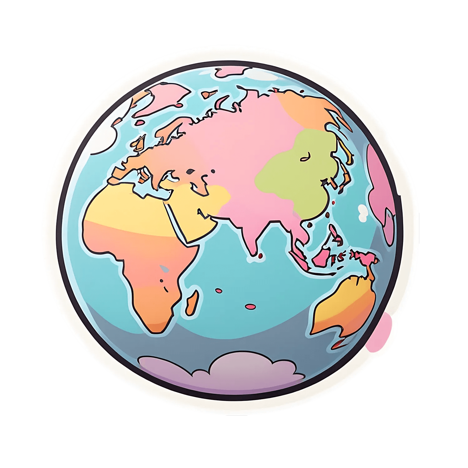 Colorful Globe Map Sticker - Heat Press Transfer