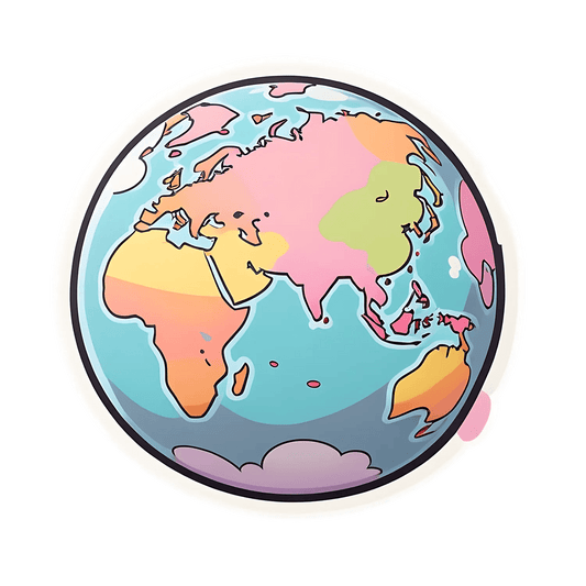 Colorful Globe Map Sticker - Heat Press Transfer
