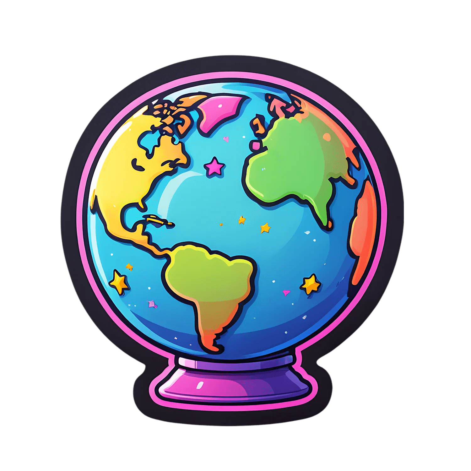 Colorful Globe Sticker - UV DTF - Heat Press Transfer