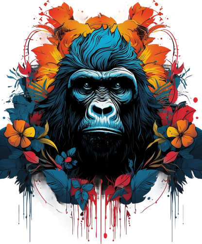 Colorful Gorilla Art - DTF Ready to Press - Heat Press Transfer