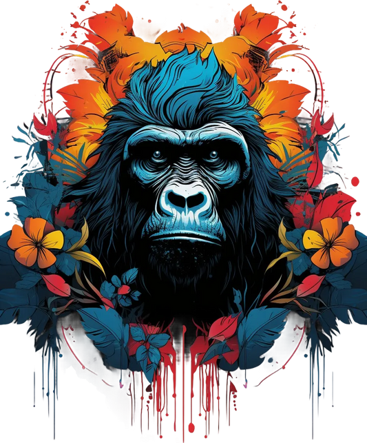 Colorful Gorilla Art - DTF Ready to Press - Heat Press Transfer