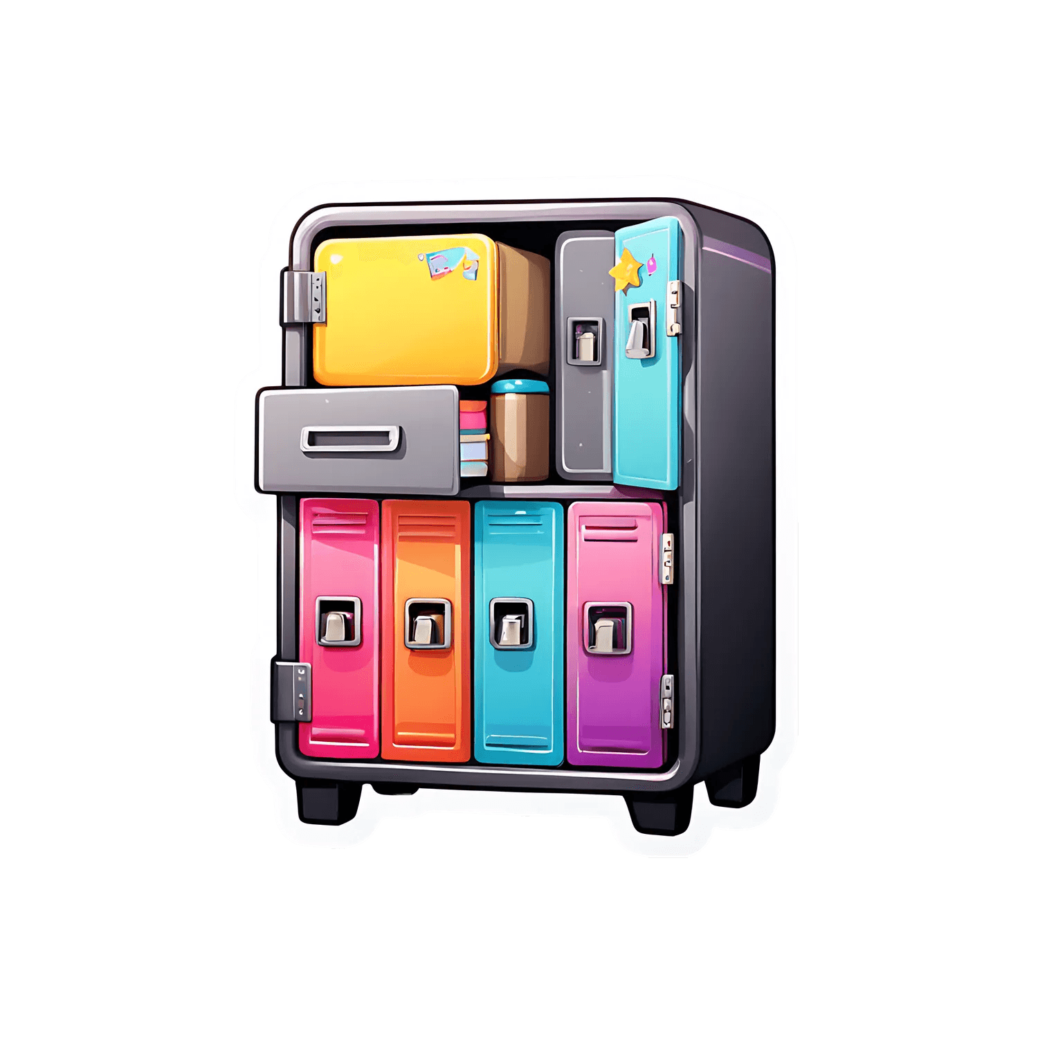 Colorful Lockers - UV DTF Sticker - Heat Press Transfer