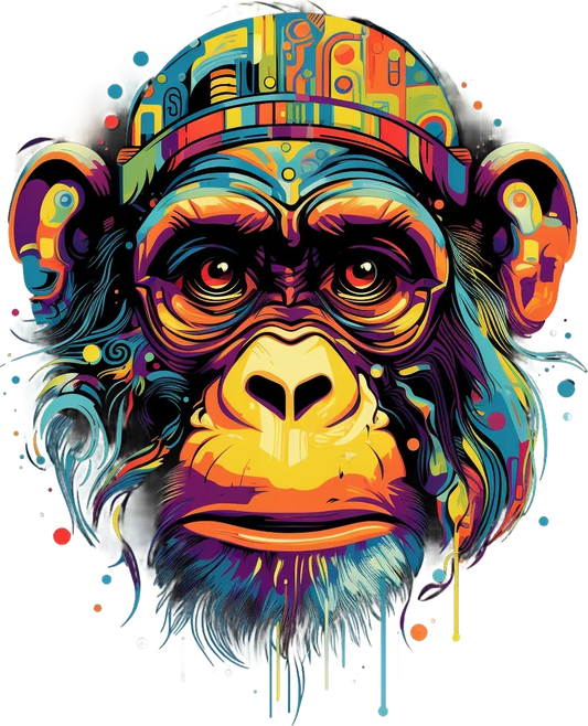 Colorful Monkey - DTF Ready to Press - Heat Press Transfer