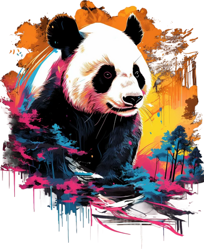 Colorful Panda Art - DTF Ready to Press - Heat Press Transfer