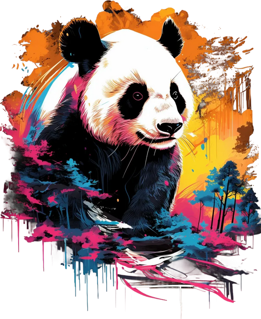 Colorful Panda Art - DTF Ready to Press - Heat Press Transfer