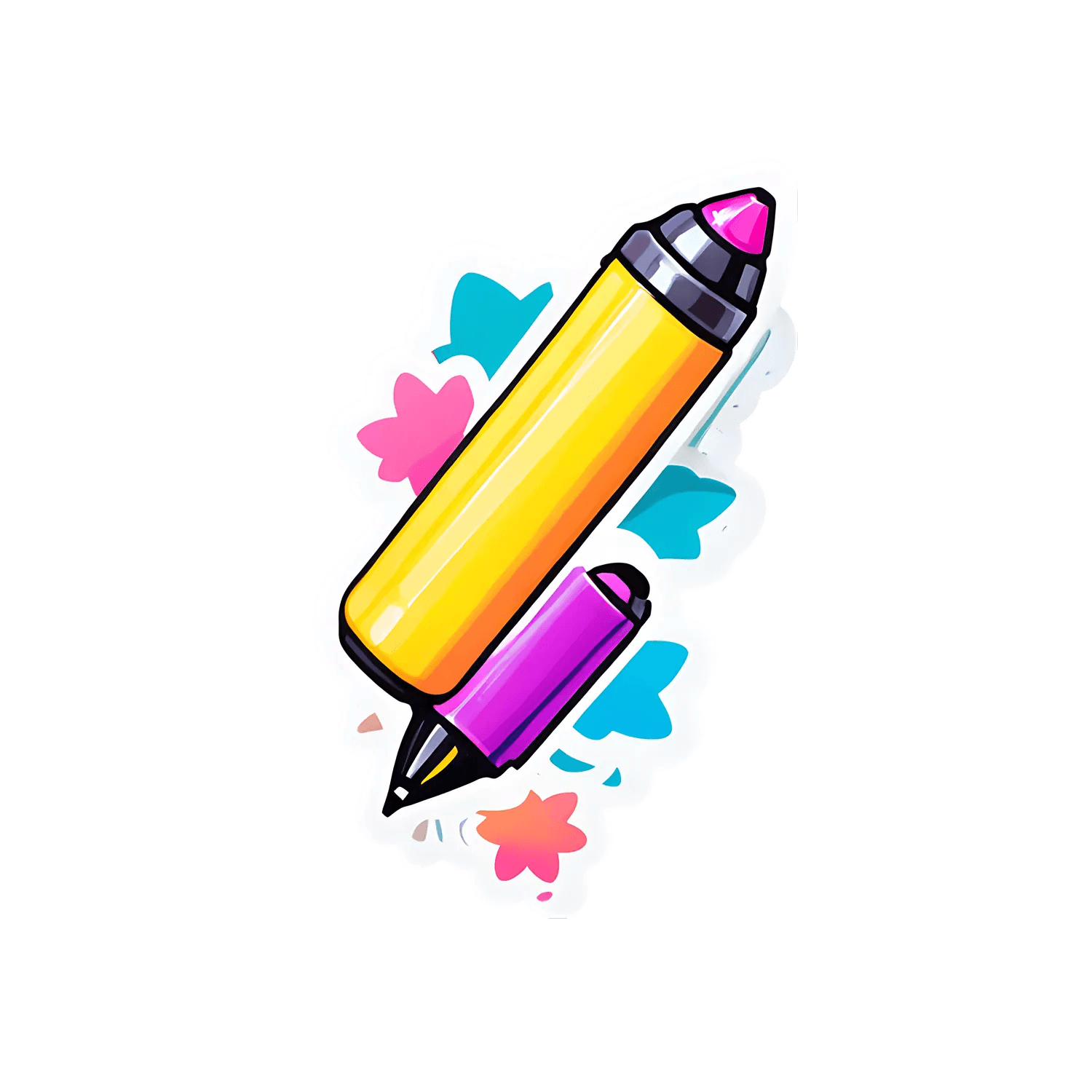 Colorful Pen Sticker - UV DTF Art - Heat Press Transfer