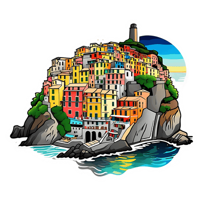 Colorful Seaside Town - Sticker - Heat Press Transfer