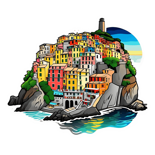 Colorful Seaside Town - Sticker - Heat Press Transfer