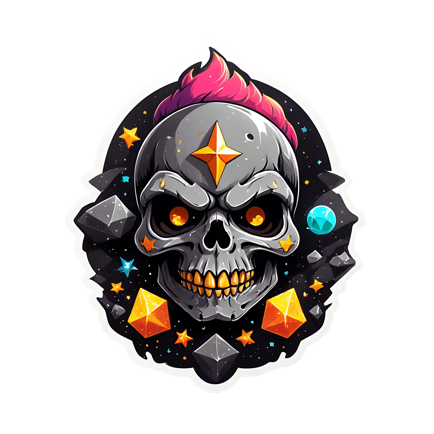 Colorful Skull - UV DTF Sticker - Heat Press Transfer