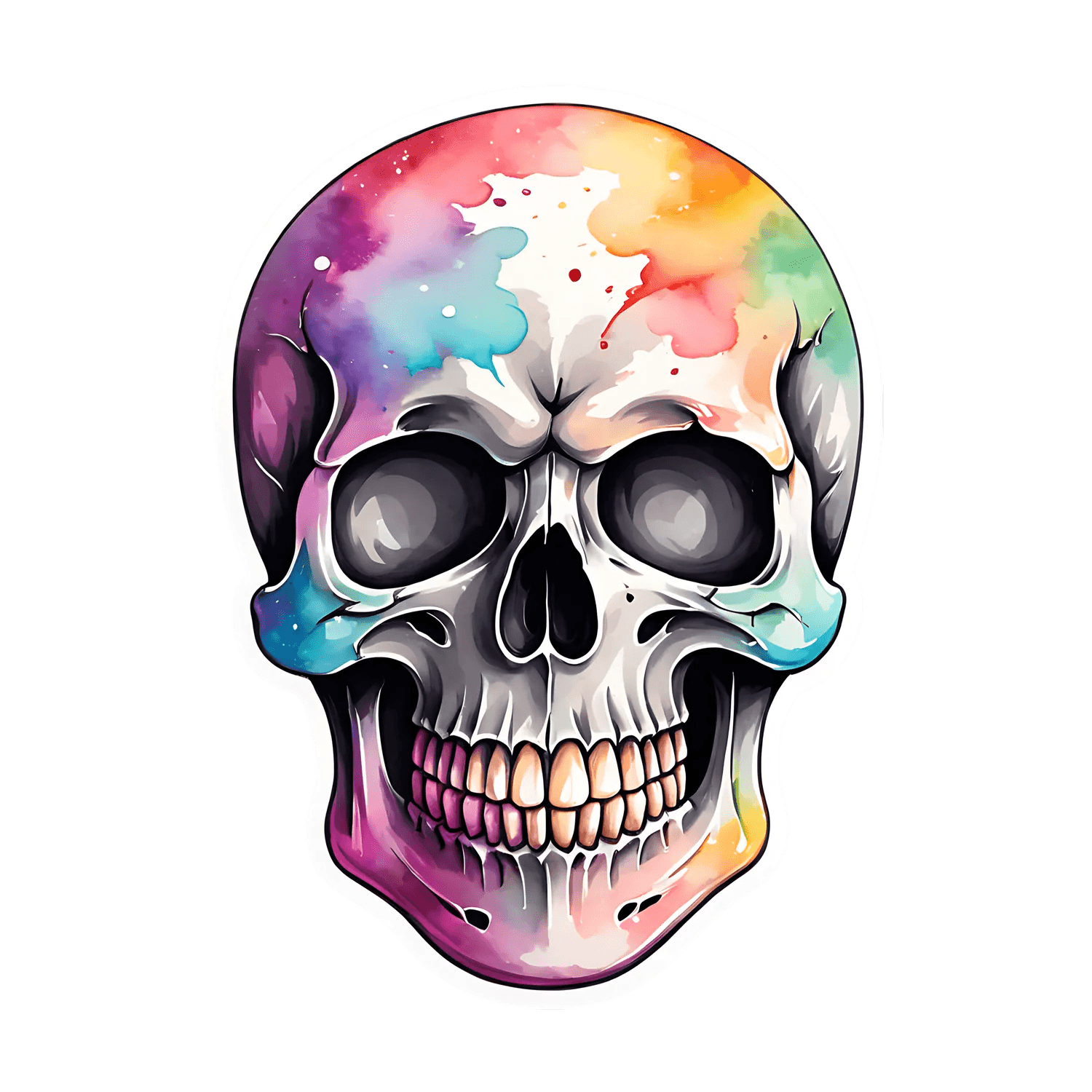 Colorful Skull - UV DTF Sticker - Heat Press Transfer