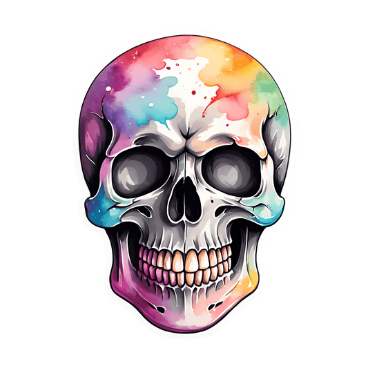 Colorful Skull - UV DTF Sticker - Heat Press Transfer