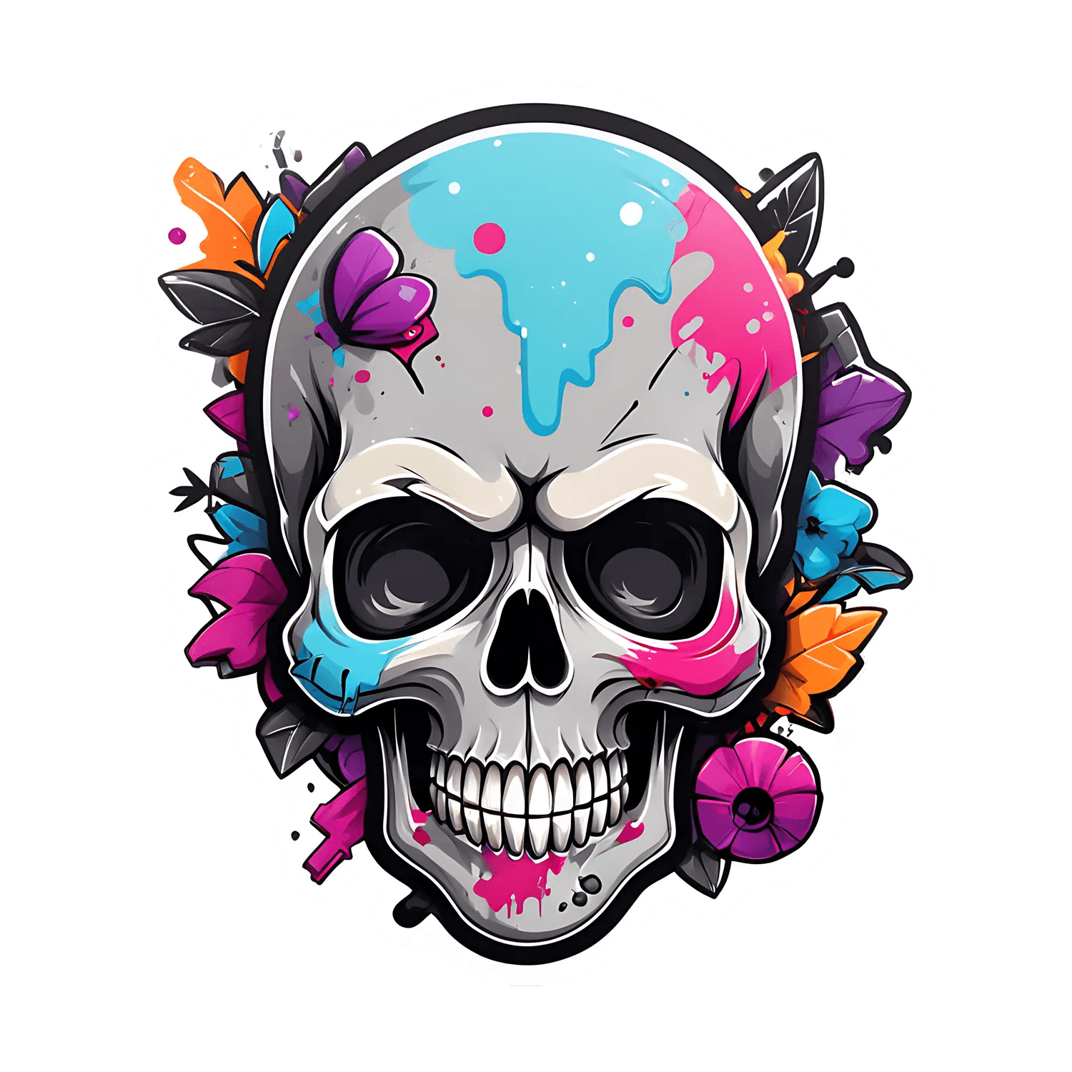 Colorful Skull - UV Sticker - Heat Press Transfer