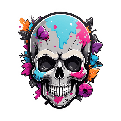 Colorful Skull - UV Sticker - Heat Press Transfer