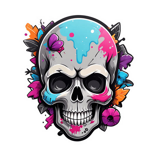 Colorful Skull - UV Sticker - Heat Press Transfer