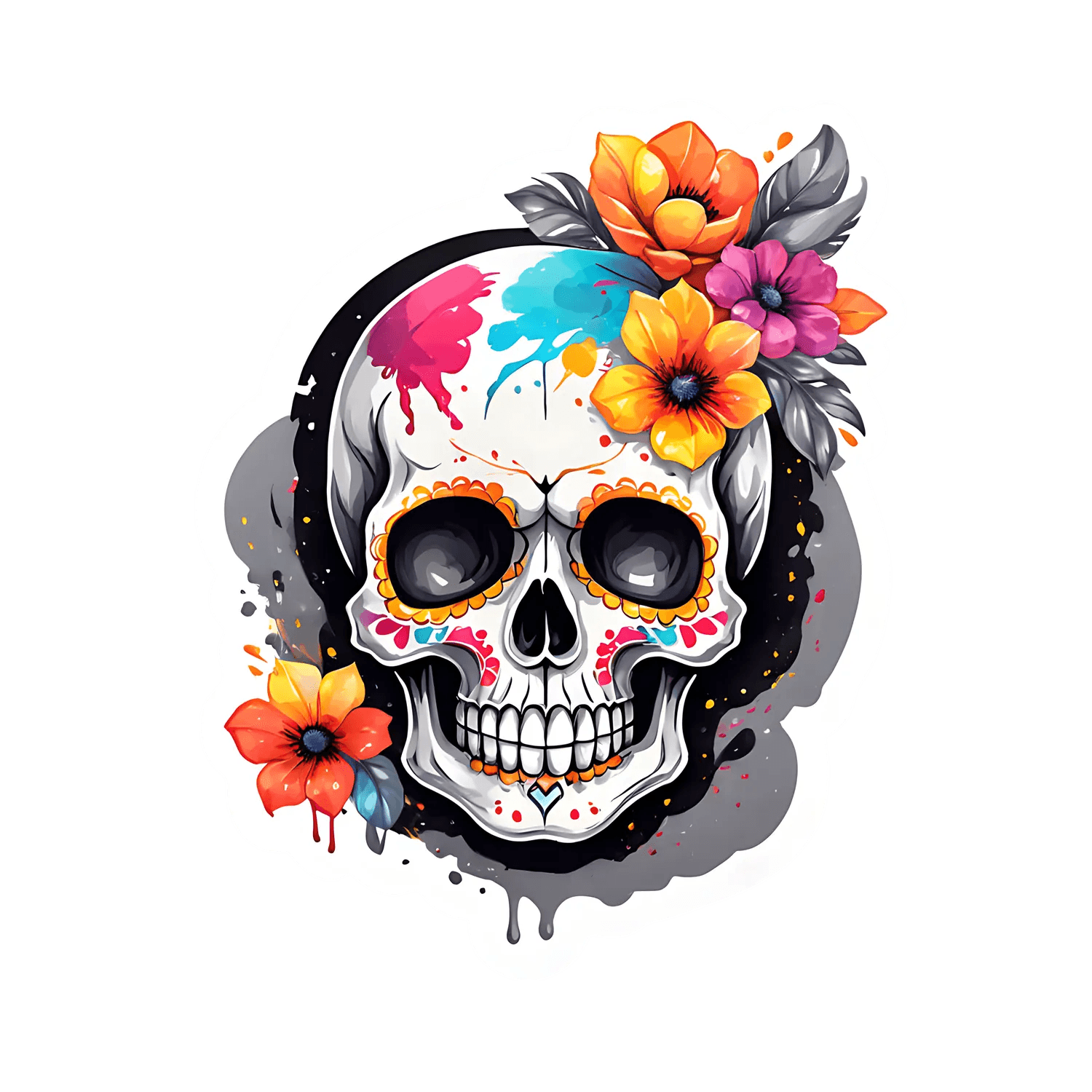 Colorful Skull Sticker - UV DTF - Heat Press Transfer