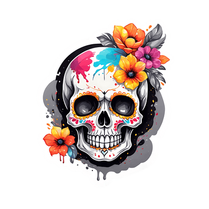 Colorful Skull Sticker - UV DTF - Heat Press Transfer