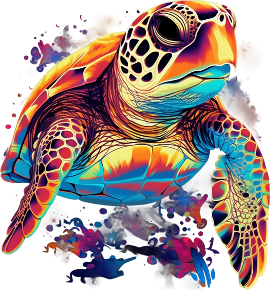 Colorful Turtle Art - DTF Ready to Press - Heat Press Transfer