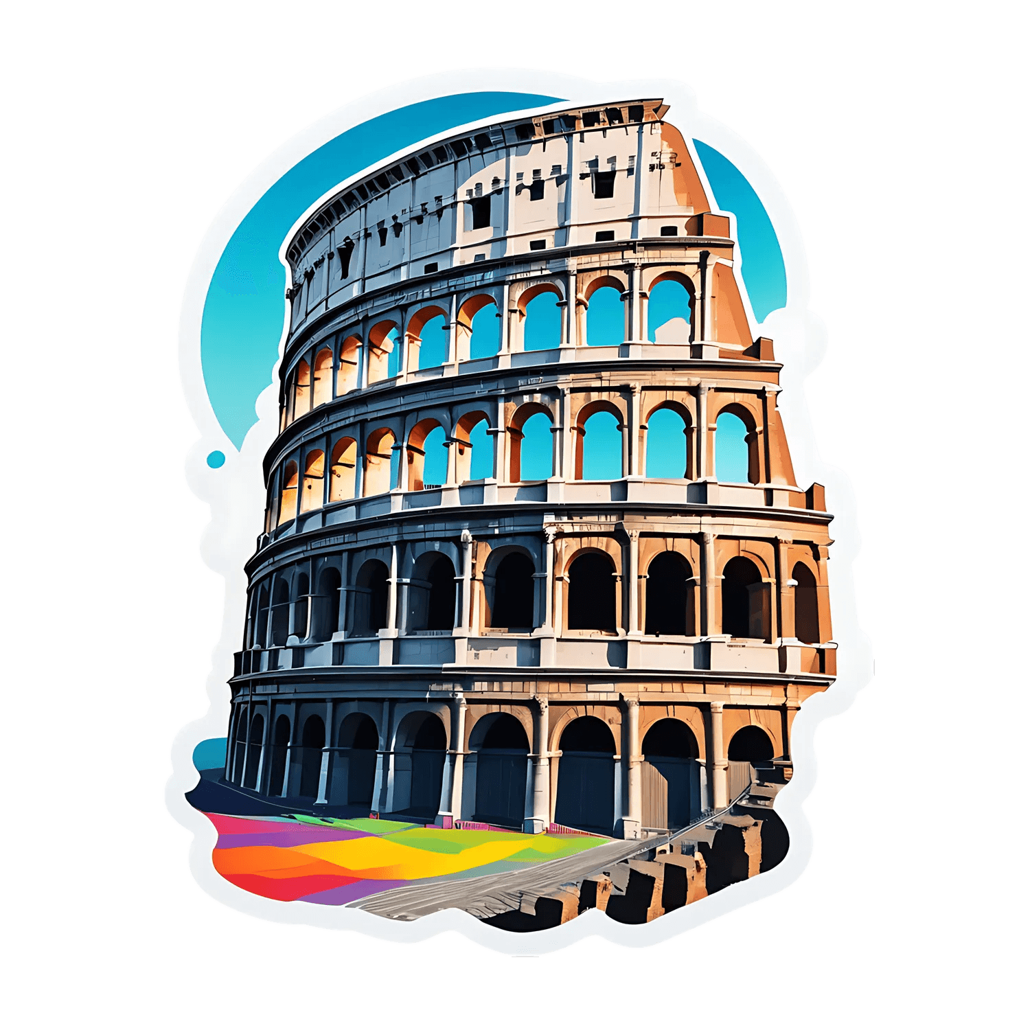 Colosseum Pride Sticker - UV DTF Rainbow Print - Heat Press Transfer
