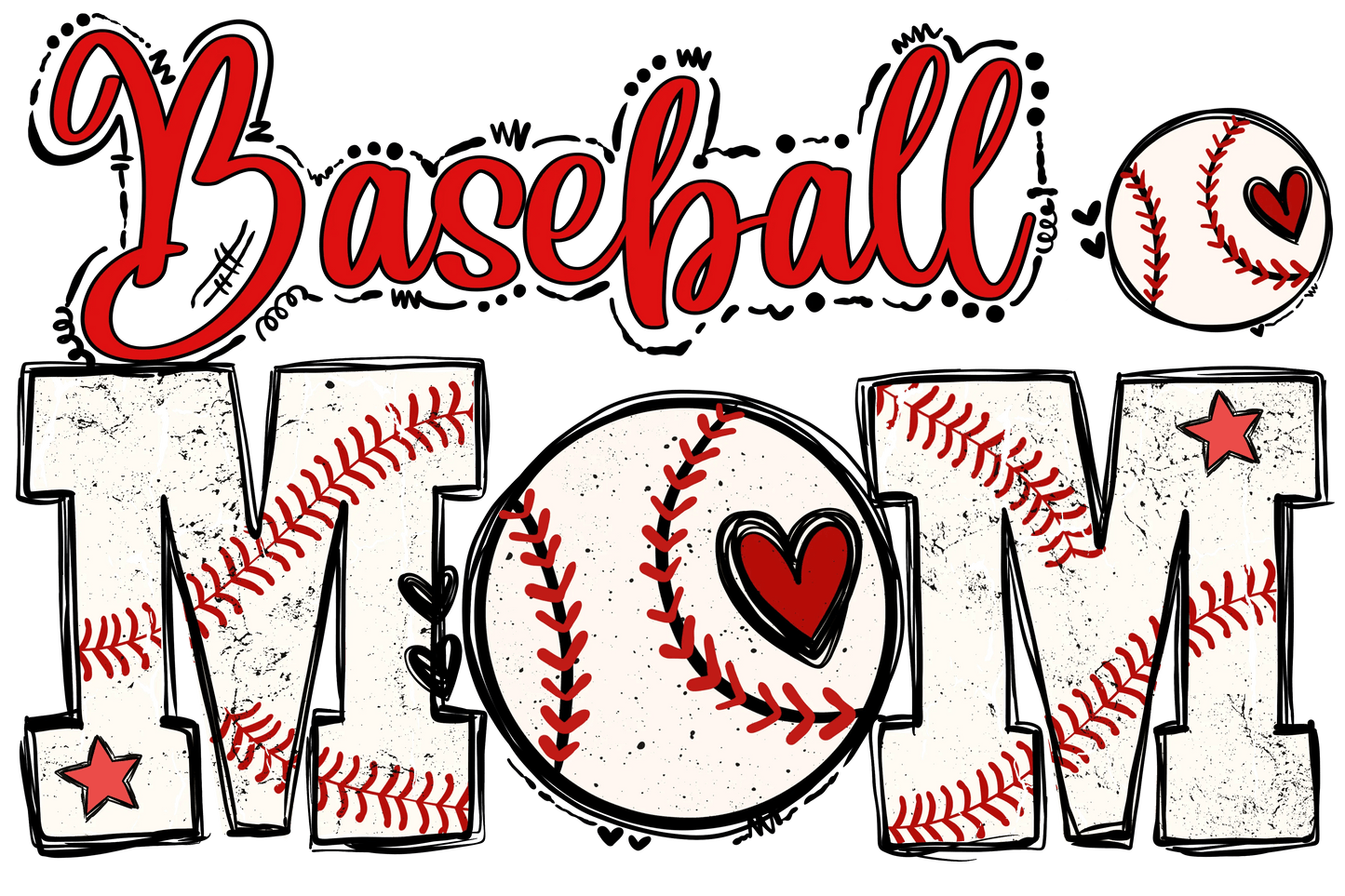 Cool Baseball Mom Design - DTF Ready To Press - Heat Press Transfer