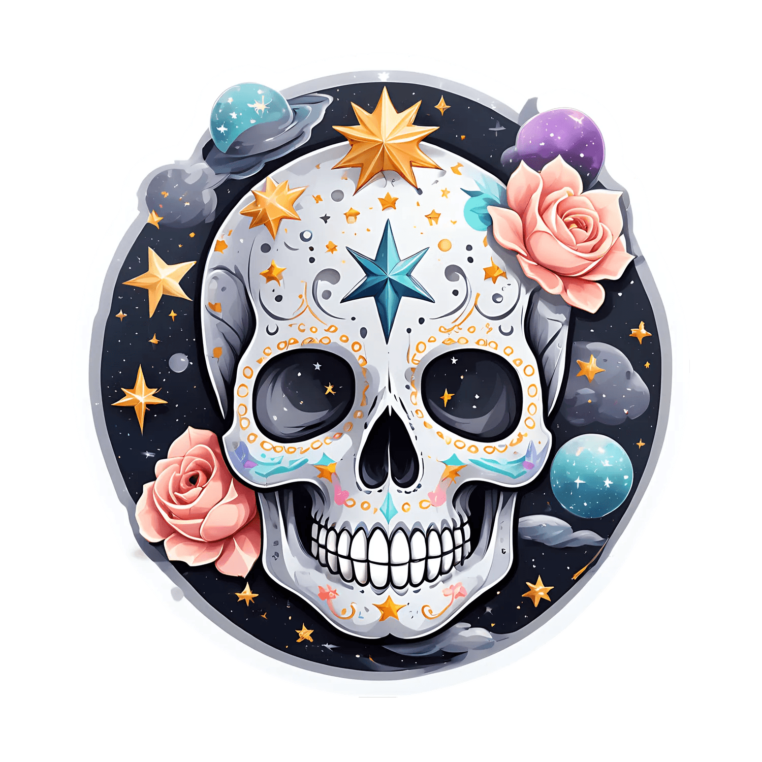 Cosmic Skull - Sticker - Heat Press Transfer