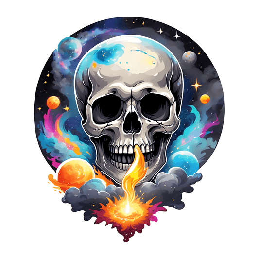 Cosmic Skull Sticker - Galactic Space Design - Heat Press Transfer