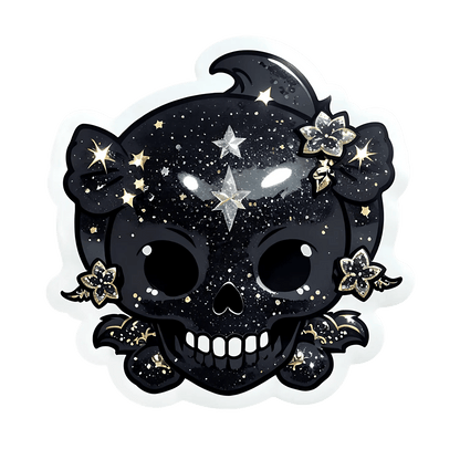 Cosmic Skull Sticker - Sparkling Star Design - Heat Press Transfer