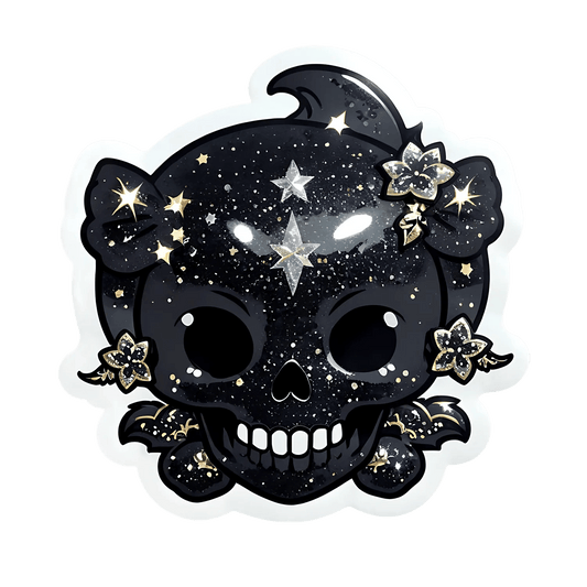 Cosmic Skull Sticker - Sparkling Star Design - Heat Press Transfer