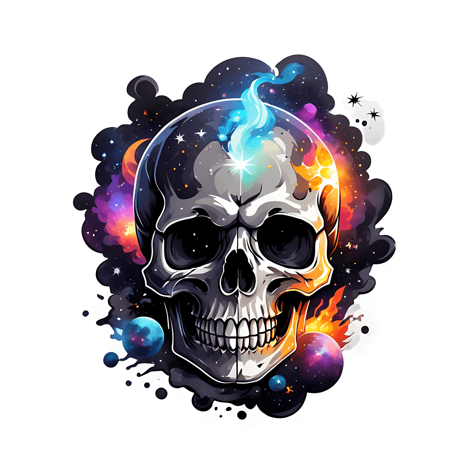Cosmic Skull Sticker - UV DTF Design - Heat Press Transfer