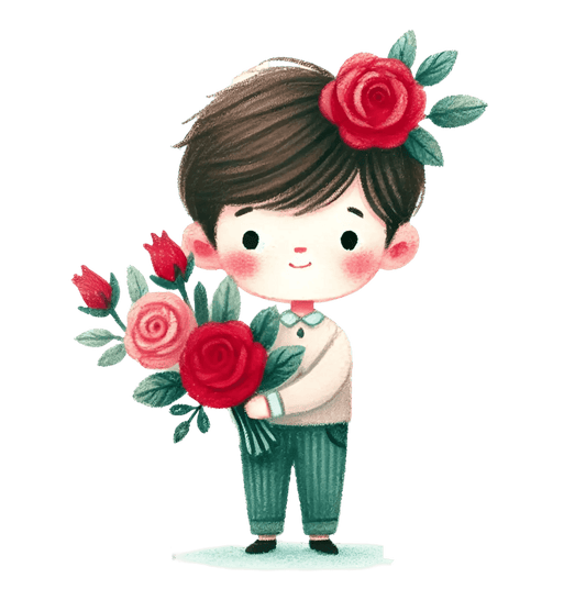 Couple Boy Holding A Bouquet Flower Design | DTF Center - Heat Press Transfer