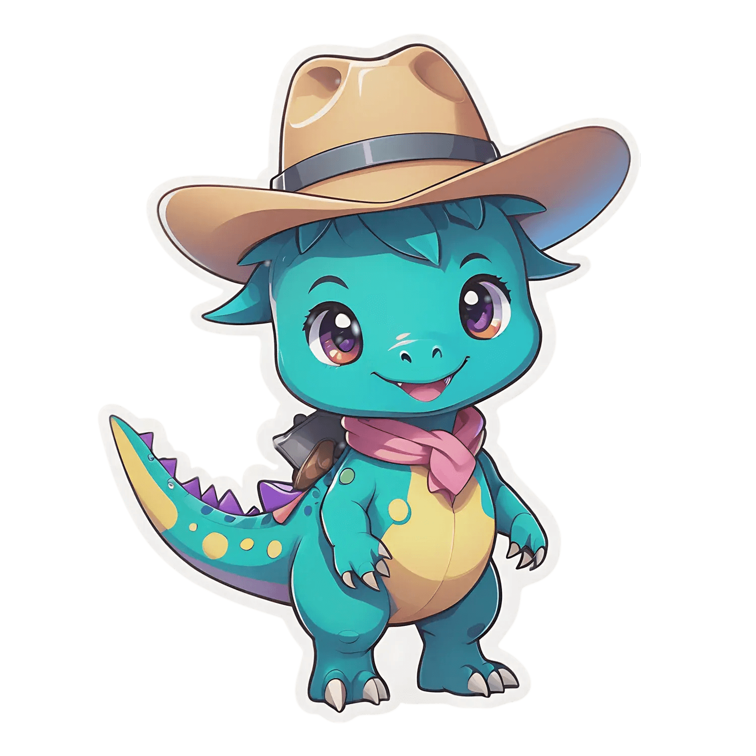 Cowboy Dinosaur Sticker - Cute and Colorful - Heat Press Transfer