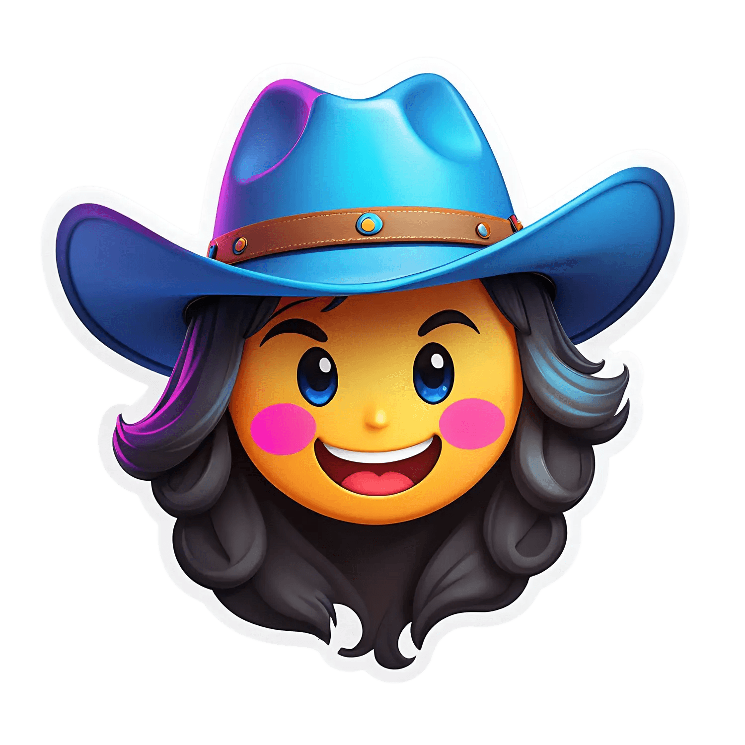 Cowgirl Emoji Sticker - Colorful UV Design - Heat Press Transfer