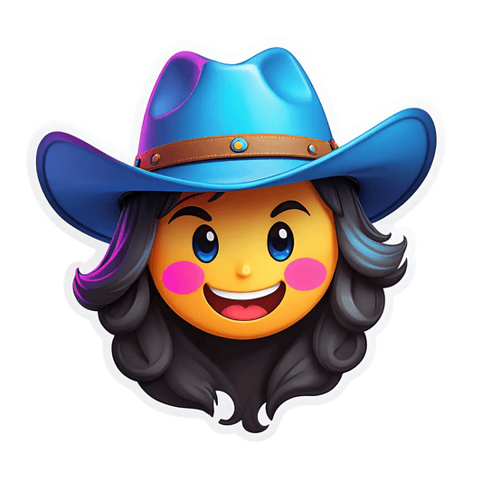 Cowgirl Emoji Sticker - Colorful UV Design - Heat Press Transfer