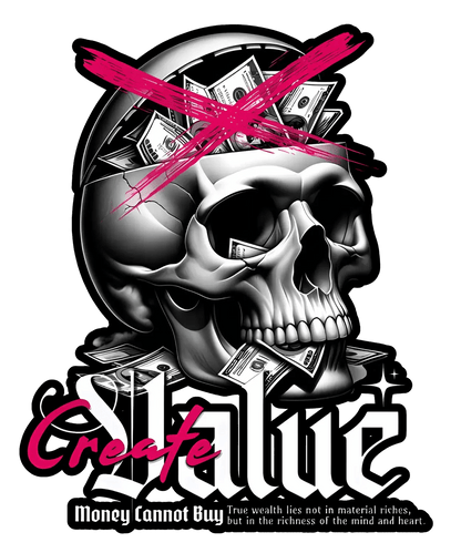 Create Value Skull - DTF Ready to Press - Heat Press Transfer