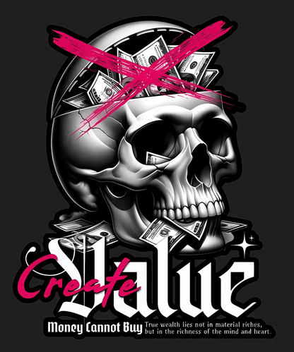Create Value Skull - DTF Ready to Press - Heat Press Transfer