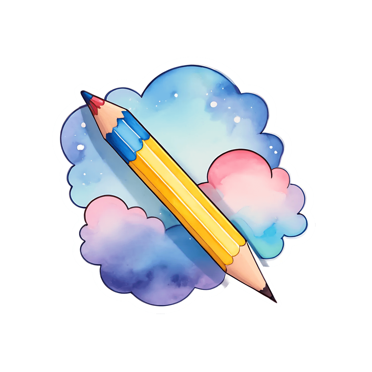 Creative Dreams - Pencil Cloud Sticker - Heat Press Transfer