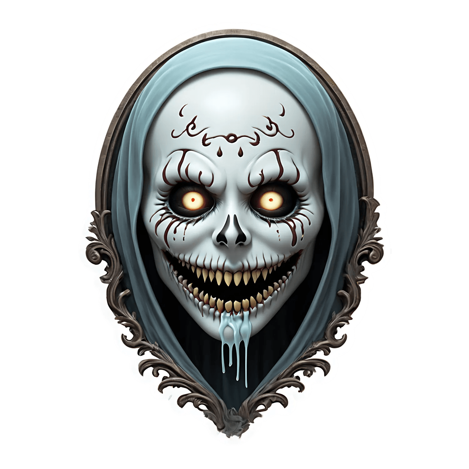 Creepy Skull Sticker - UV DTF Gothic Decor - Heat Press Transfer