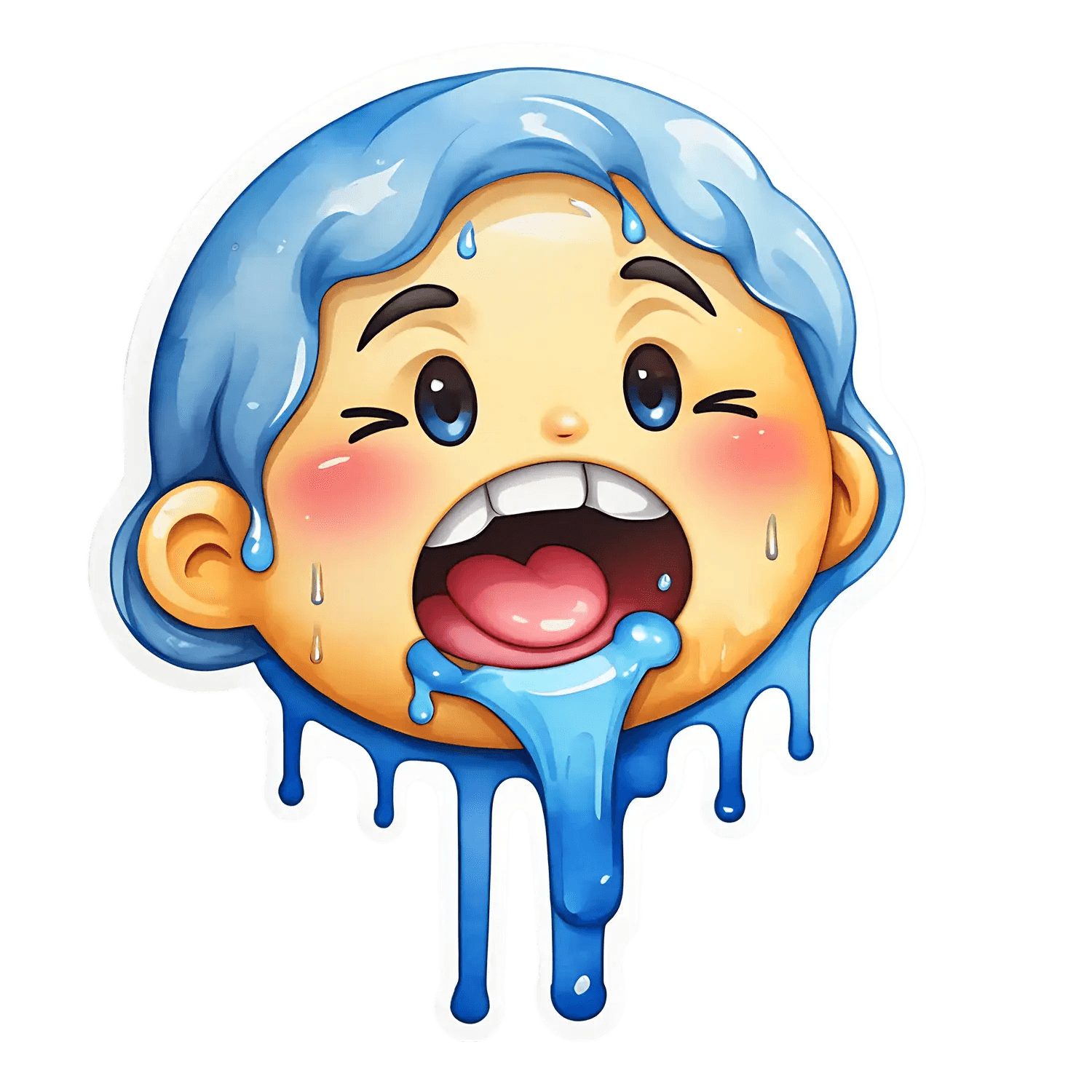 Crying Cartoon Face - Sticker - Heat Press Transfer