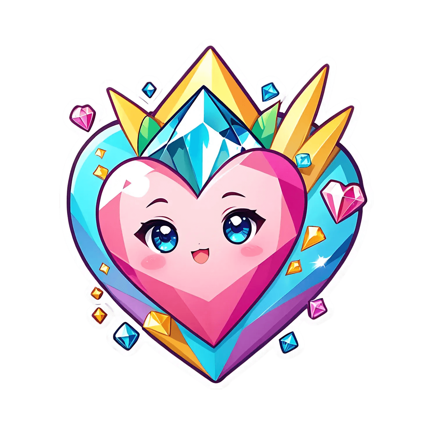 Crystal Heart Sticker - Cute Gem Design - Heat Press Transfer