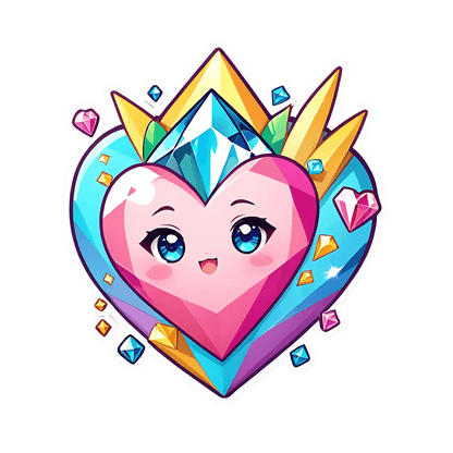 Crystal Heart Sticker - Cute Gem Design - Heat Press Transfer