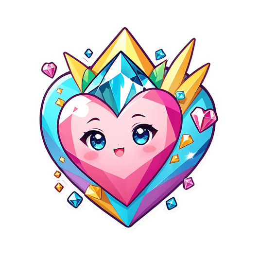 Crystal Heart Sticker - Cute Gem Design - Heat Press Transfer