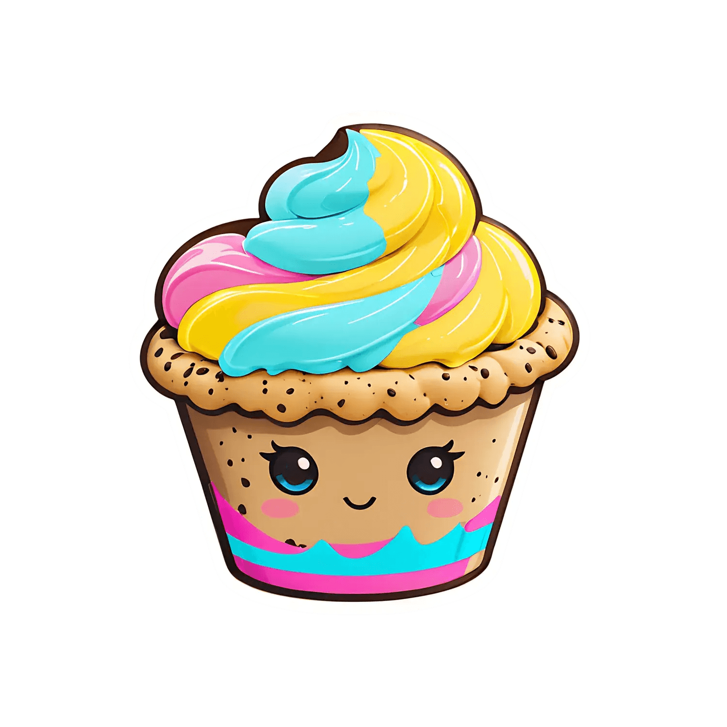 Cupcake Smile - Vibrant UV Sticker - Heat Press Transfer
