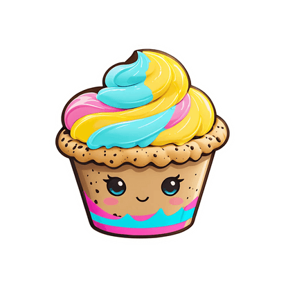 Cupcake Smile - Vibrant UV Sticker - Heat Press Transfer