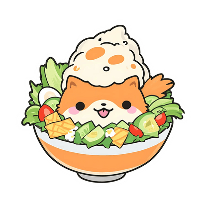 Cute Alpaca Salad Bowl - Sticker - Heat Press Transfer