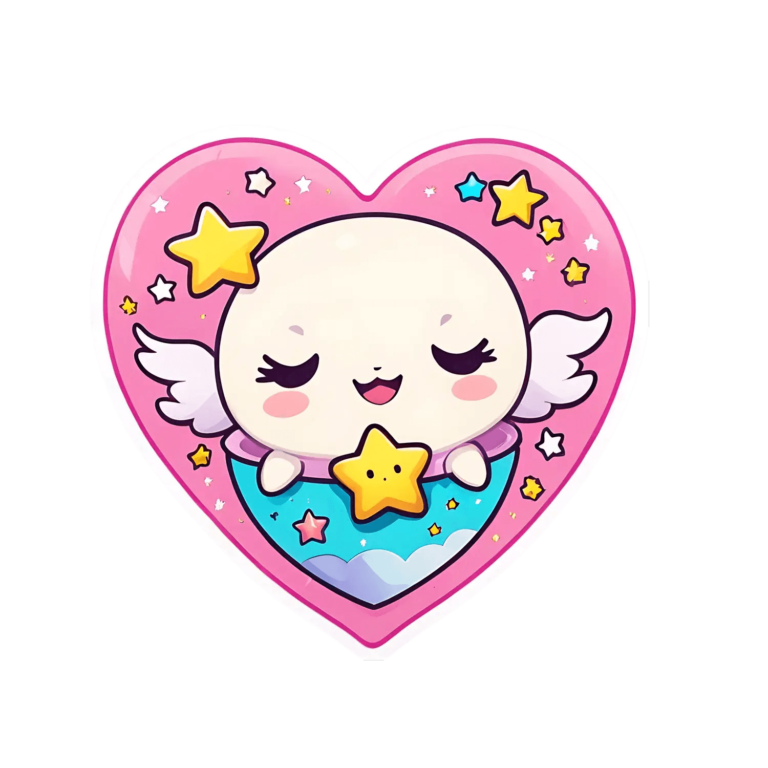 Cute Angel Heart Sticker - Heat Press Transfer