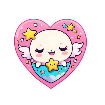 Cute Angel Heart Sticker - Heat Press Transfer