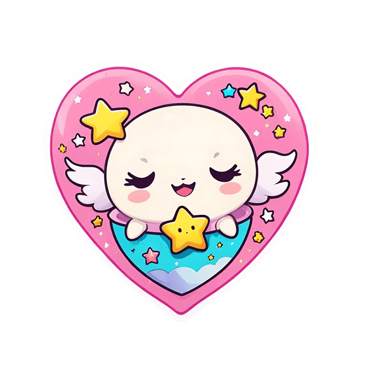 Cute Angel Heart Sticker - Heat Press Transfer