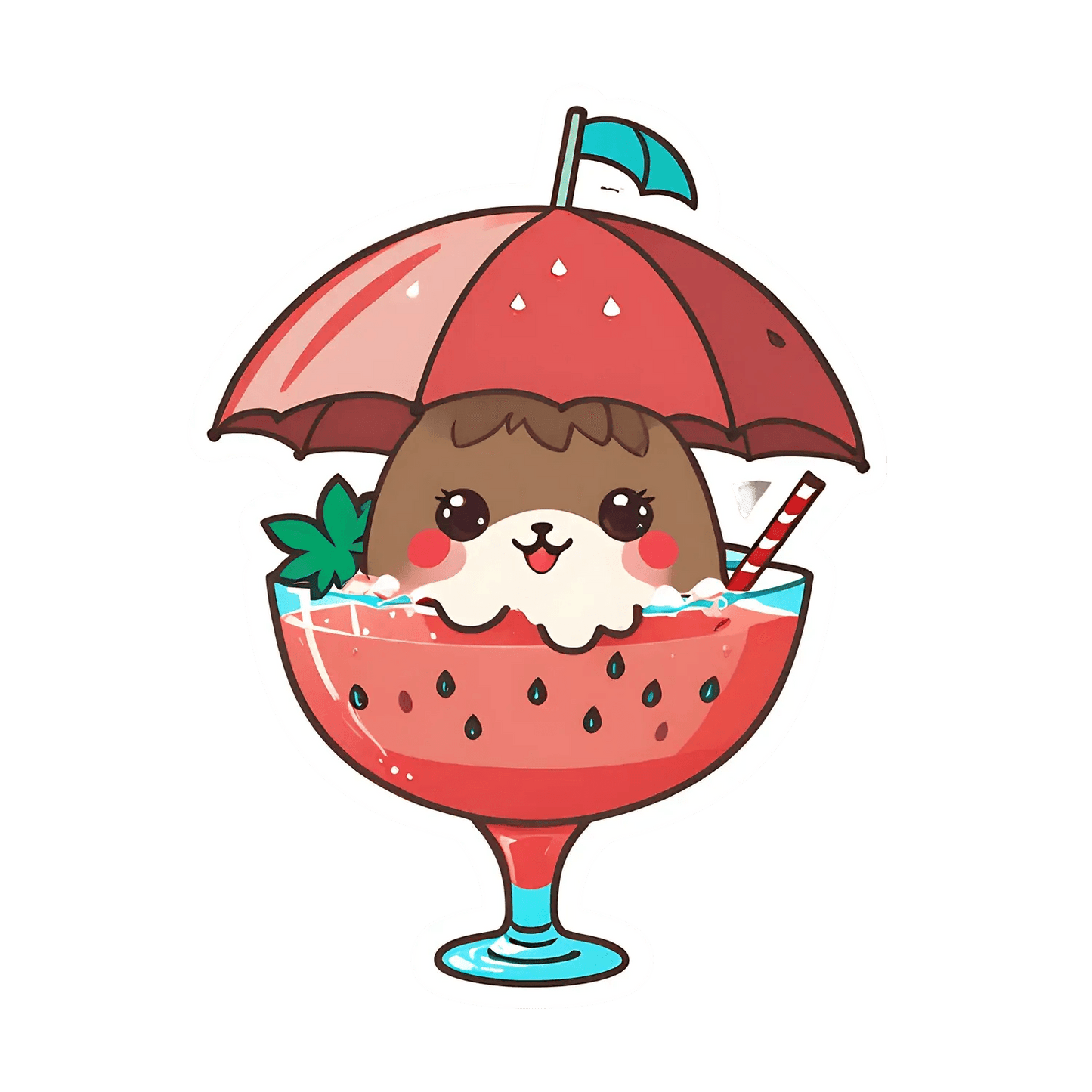 Cute Animal Watermelon - Sticker - Heat Press Transfer