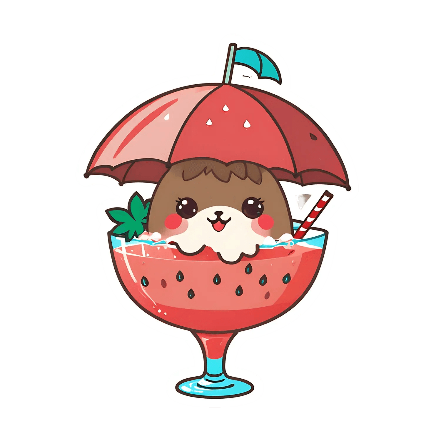 Cute Animal Watermelon - Sticker - Heat Press Transfer