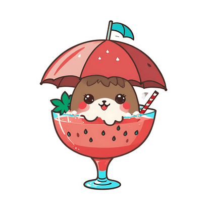 Cute Animal Watermelon - Sticker - Heat Press Transfer