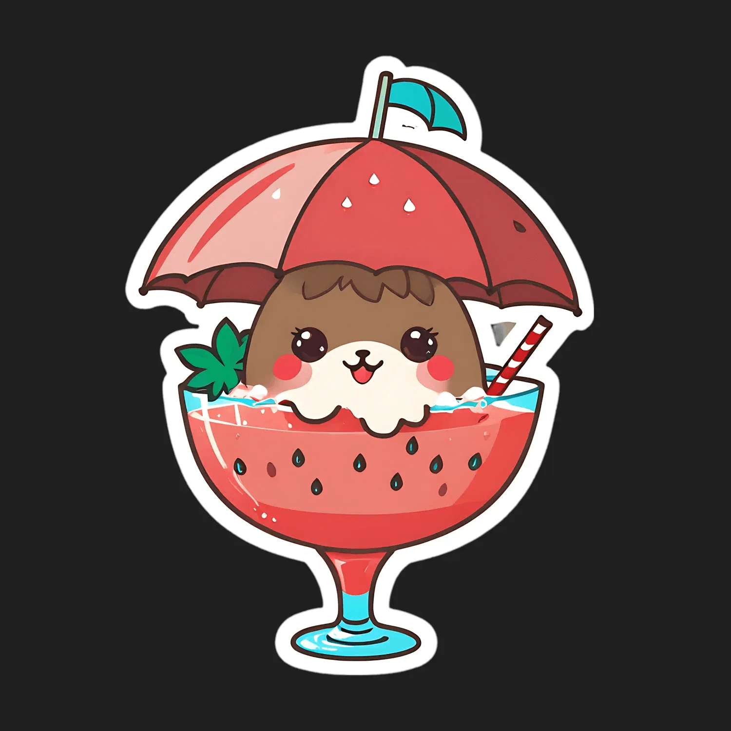 Cute Animal Watermelon - Sticker - Heat Press Transfer